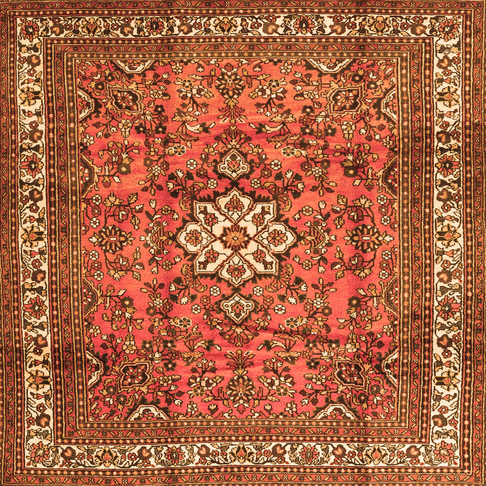 Round Machine Washable Persian Orange Traditional Area Rugs, wshtr3947org