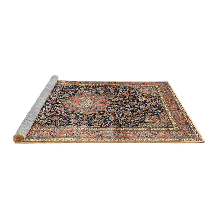 Sideview of Machine Washable Traditional Red Brown Rug, wshtr3948