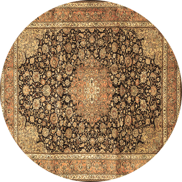 Round Persian Brown Traditional Rug, tr3948brn