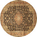 Round Persian Brown Traditional Rug, tr3948brn