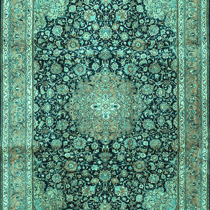 Machine Washable Persian Turquoise Traditional Area Rugs, wshtr3948turq