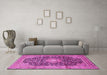 Machine Washable Persian Pink Traditional Rug in a Living Room, wshtr3948pnk