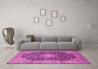 Machine Washable Persian Pink Traditional Rug, wshtr3948pnk