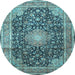 Round Machine Washable Persian Light Blue Traditional Rug, wshtr3948lblu