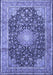 Machine Washable Persian Blue Traditional Rug, wshtr3948blu