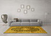 Machine Washable Persian Yellow Traditional Rug in a Living Room, wshtr3948yw