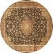 Round Machine Washable Persian Brown Traditional Rug, wshtr3948brn