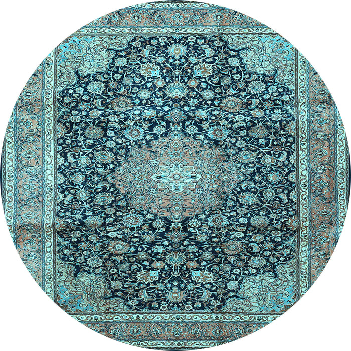 Round Persian Light Blue Traditional Rug, tr3948lblu