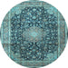 Round Persian Light Blue Traditional Rug, tr3948lblu