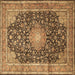 Square Persian Brown Traditional Rug, tr3948brn