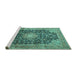 Sideview of Machine Washable Persian Turquoise Traditional Area Rugs, wshtr3948turq