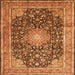 Round Machine Washable Persian Orange Traditional Area Rugs, wshtr3948org