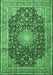 Machine Washable Persian Emerald Green Traditional Area Rugs, wshtr3948emgrn