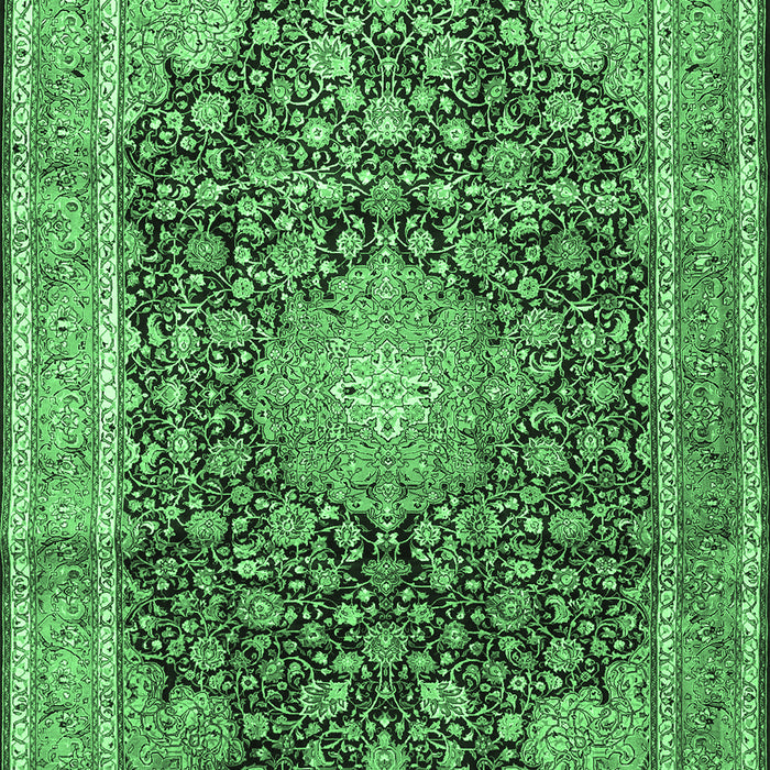 Machine Washable Persian Emerald Green Traditional Area Rugs, wshtr3948emgrn
