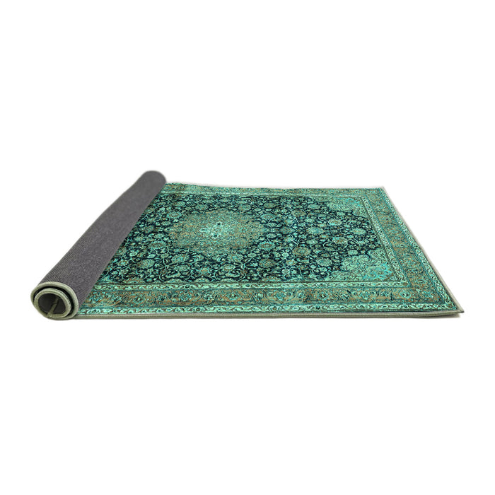 Sideview of Persian Turquoise Traditional Rug, tr3948turq