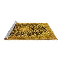 Sideview of Machine Washable Persian Yellow Traditional Rug, wshtr3948yw