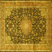 Square Machine Washable Persian Yellow Traditional Rug, wshtr3948yw