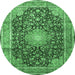 Round Persian Emerald Green Traditional Rug, tr3948emgrn