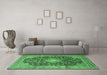 Machine Washable Persian Emerald Green Traditional Area Rugs in a Living Room,, wshtr3948emgrn