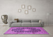 Machine Washable Persian Purple Traditional Area Rugs in a Living Room, wshtr3948pur