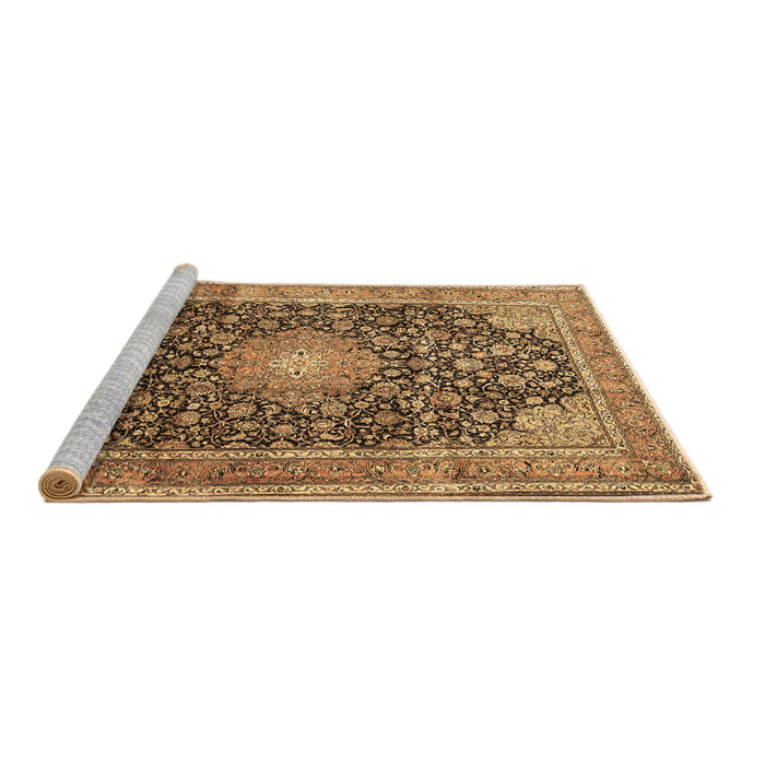 Sideview of Machine Washable Persian Brown Traditional Rug, wshtr3948brn