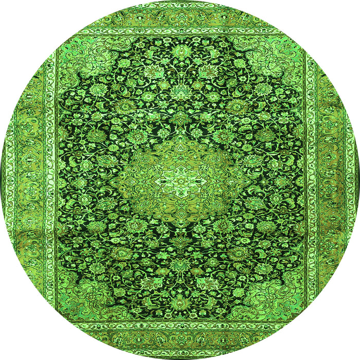 Square Persian Green Traditional Rug, tr3948grn