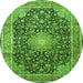 Square Persian Green Traditional Rug, tr3948grn