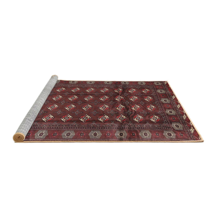 Sideview of Machine Washable Traditional Chestnut Brown Rug, wshtr3949
