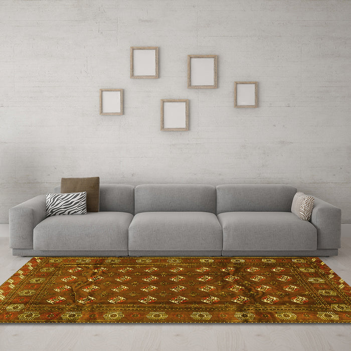 Machine Washable Persian Yellow Traditional Rug in a Living Room, wshtr3949yw