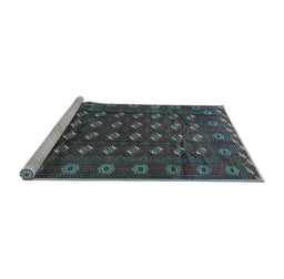 Sideview of Machine Washable Persian Light Blue Traditional Rug, wshtr3949lblu