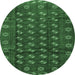 Round Machine Washable Persian Emerald Green Traditional Area Rugs, wshtr3949emgrn