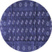 Round Machine Washable Persian Blue Traditional Rug, wshtr3949blu