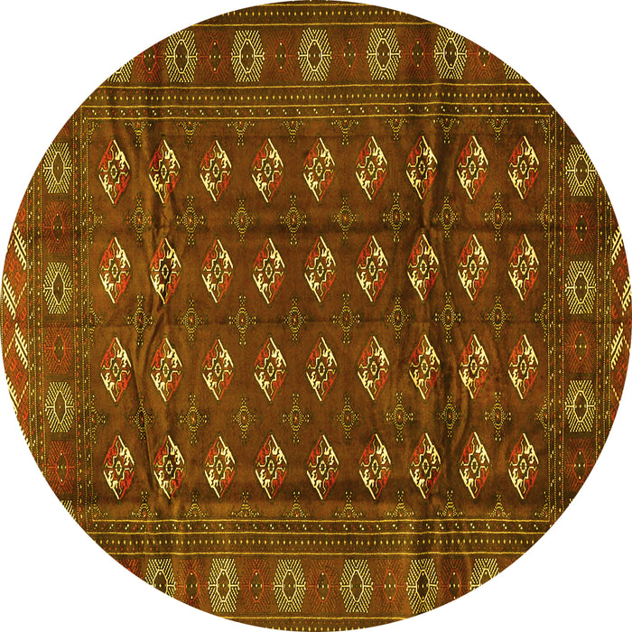 Round Persian Yellow Traditional Rug, tr3949yw