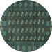 Round Machine Washable Persian Turquoise Traditional Area Rugs, wshtr3949turq