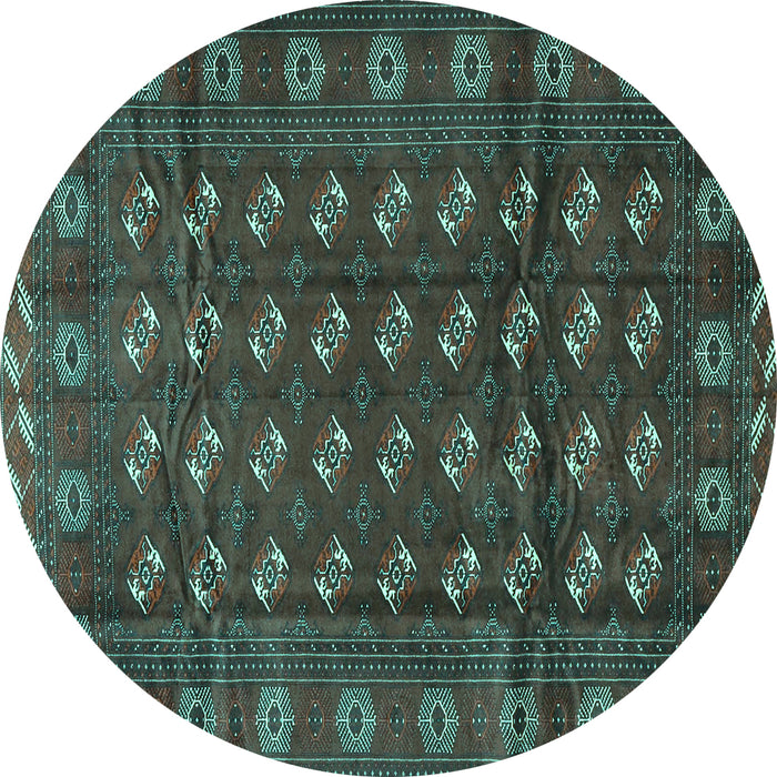Round Persian Turquoise Traditional Rug, tr3949turq