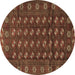 Round Machine Washable Persian Brown Traditional Rug, wshtr3949brn