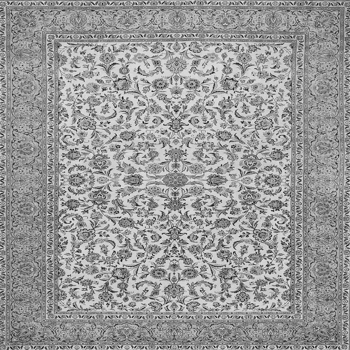 Round Machine Washable Persian Gray Traditional Rug, wshtr394gry