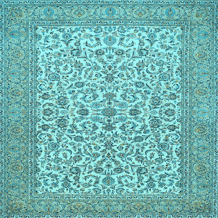 Square Machine Washable Persian Light Blue Traditional Rug, wshtr394lblu