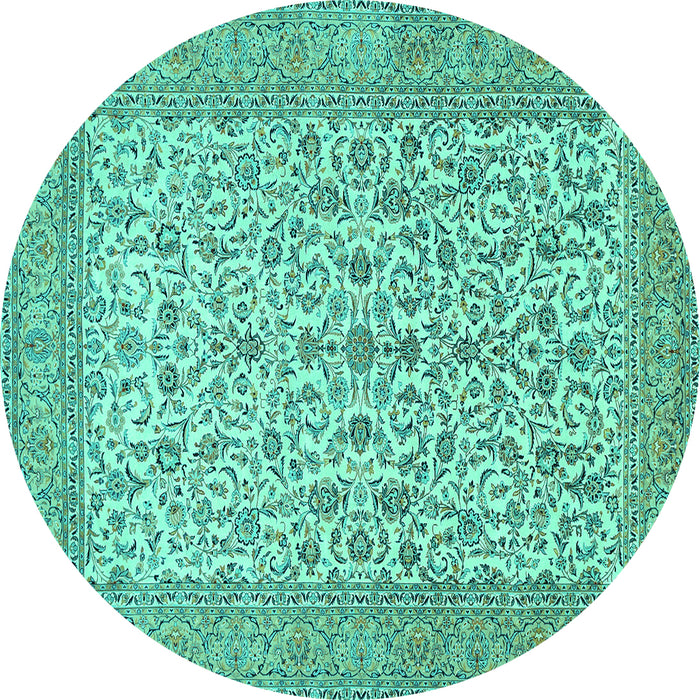 Round Persian Turquoise Traditional Rug, tr394turq