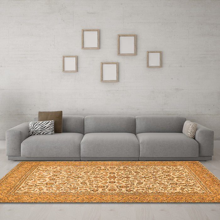 Machine Washable Persian Orange Traditional Area Rugs in a Living Room, wshtr394org