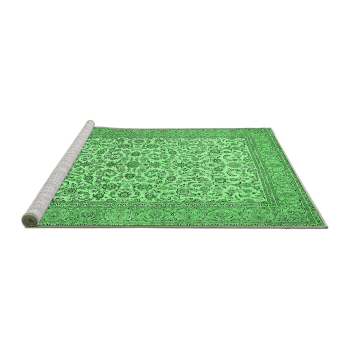 Sideview of Machine Washable Persian Emerald Green Traditional Area Rugs, wshtr394emgrn