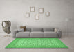 Machine Washable Persian Emerald Green Traditional Area Rugs in a Living Room,, wshtr394emgrn