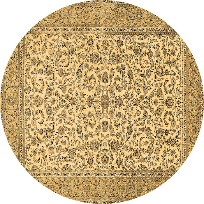 Round Persian Brown Traditional Rug, tr394brn