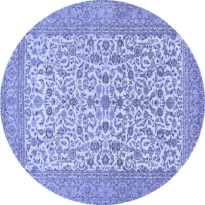 Round Machine Washable Persian Blue Traditional Rug, wshtr394blu