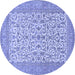 Round Machine Washable Persian Blue Traditional Rug, wshtr394blu