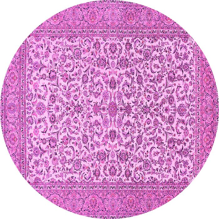 Round Machine Washable Persian Pink Traditional Rug, wshtr394pnk