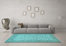 Machine Washable Persian Light Blue Traditional Rug in a Living Room, wshtr394lblu