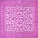 Square Machine Washable Persian Pink Traditional Rug, wshtr394pnk