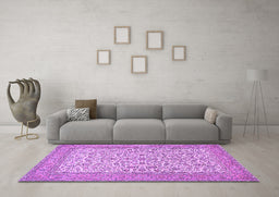 Machine Washable Persian Purple Traditional Area Rugs in a Living Room, wshtr394pur