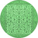 Round Persian Emerald Green Traditional Rug, tr394emgrn